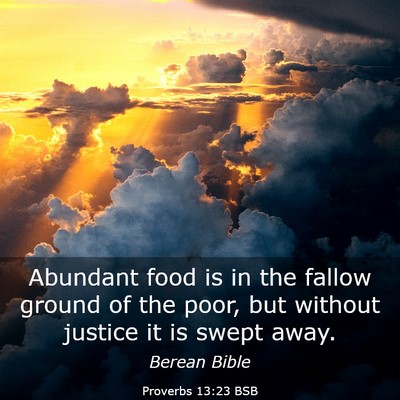Picture 03 - Proverbs 13:23 BSB - Abundant food is in the fallow ground of the - Bible Verse Picture