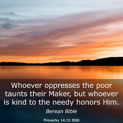 Picture 03 - Proverbs 14:31 BSB - Whoever oppresses the poor taunts their Maker, - Bible Verse Picture