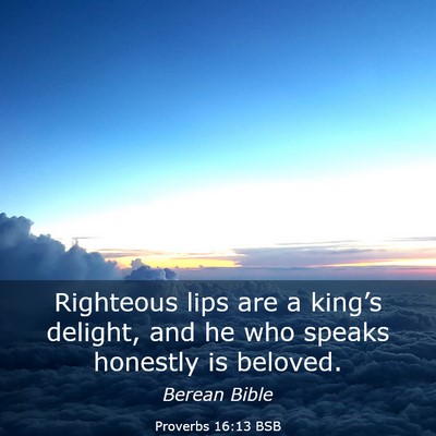 Picture 03 - Proverbs 16:13 BSB - Righteous lips are a king’s delight, and he who - Bible Verse Picture