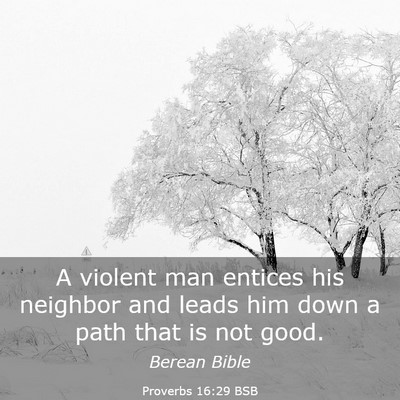 Picture 03 - Proverbs 16:29 BSB - A violent man entices his neighbor and leads him - Bible Verse Picture