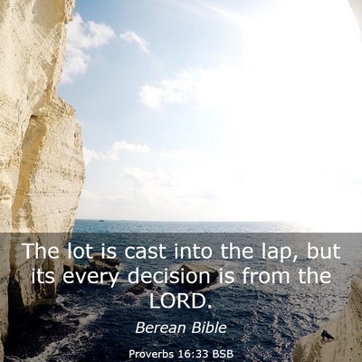 Picture 03 - Proverbs 16:33 BSB - The lot is cast into the lap, but its every - Bible Verse Picture