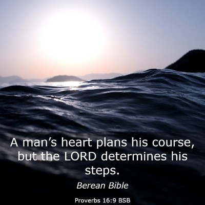 Picture 03 - Proverbs 16:9 BSB - A man’s heart plans his course, but the LORD - Bible Verse Picture