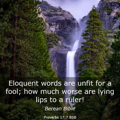 Picture 03 - Proverbs 17:7 BSB - Eloquent words are unfit for a fool; how much - Bible Verse Picture