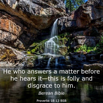 Picture 03 - Proverbs 18:13 BSB - He who answers a matter before he hears it—this - Bible Verse Picture