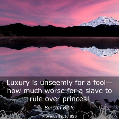 Picture 03 - Proverbs 19:10 BSB - Luxury is unseemly for a fool—how much worse - Bible Verse Picture
