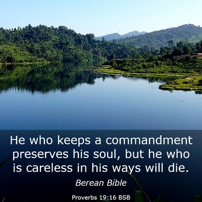Picture 03 - Proverbs 19:16 BSB - He who keeps a commandment preserves his soul, - Bible Verse Picture