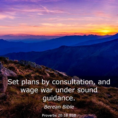 Picture 03 - Proverbs 20:18 BSB - Set plans by consultation, and wage war under - Bible Verse Picture
