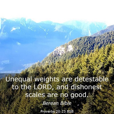 Picture 03 - Proverbs 20:23 BSB - Unequal weights are detestable to the LORD, and - Bible Verse Picture