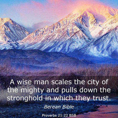 Picture 03 - Proverbs 21:22 BSB - A wise man scales the city of the mighty and - Bible Verse Picture
