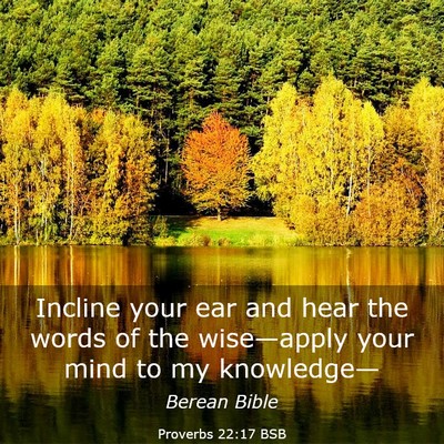 Picture 03 - Proverbs 22:17 BSB - Incline your ear and hear the words of the - Bible Verse Picture