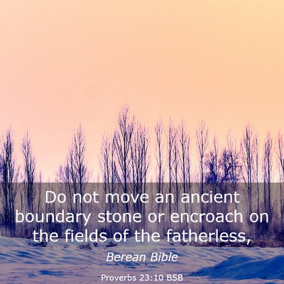 Picture 03 - Proverbs 23:10 BSB - Do not move an ancient boundary stone or encroach - Bible Verse Picture