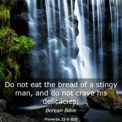 Picture 03 - Proverbs 23:6 BSB - Do not eat the bread of a stingy man, and do not - Bible Verse Picture