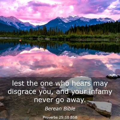 Picture 03 - Proverbs 25:10 BSB - lest the one who hears may disgrace you, and your - Bible Verse Picture