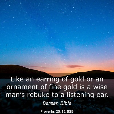 Picture 03 - Proverbs 25:12 BSB - Like an earring of gold or an ornament of fine - Bible Verse Picture