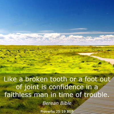 Picture 03 - Proverbs 25:19 BSB - Like a broken tooth or a foot out of joint is - Bible Verse Picture