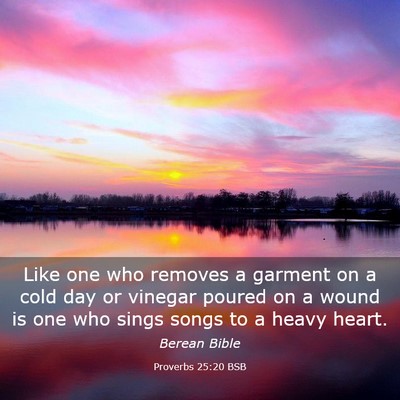 Picture 03 - Proverbs 25:20 BSB - Like one who removes a garment on a cold day or - Bible Verse Picture