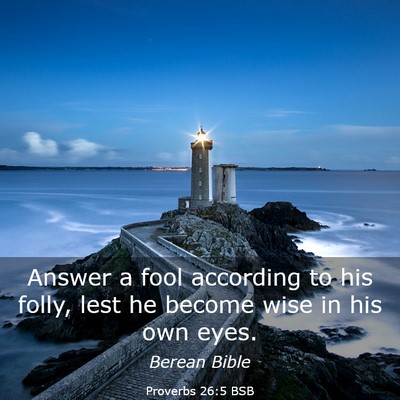 Picture 03 - Proverbs 26:5 BSB - Answer a fool according to his folly, lest he - Bible Verse Picture