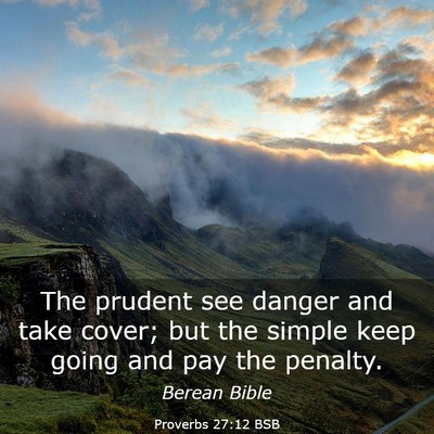 Picture 03 - Proverbs 27:12 BSB - The prudent see danger and take cover; but the - Bible Verse Picture