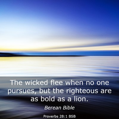 Picture 03 - Proverbs 28:1 BSB - The wicked flee when no one pursues, but the - Bible Verse Picture