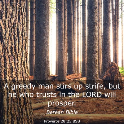 Picture 03 - Proverbs 28:25 BSB - A greedy man stirs up strife, but he who trusts - Bible Verse Picture