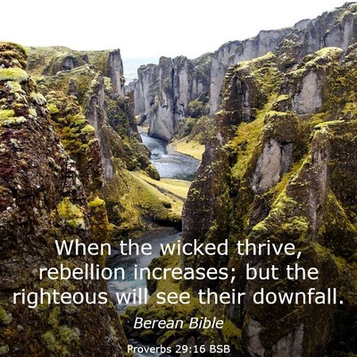 Picture 03 - Proverbs 29:16 BSB - When the wicked thrive, rebellion increases; but - Bible Verse Picture