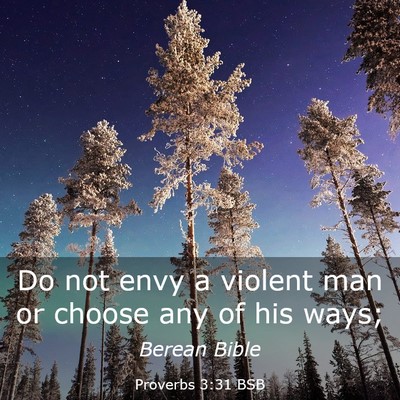 Picture 03 - Proverbs 3:31 BSB - Do not envy a violent man or choose any of his - Bible Verse Picture