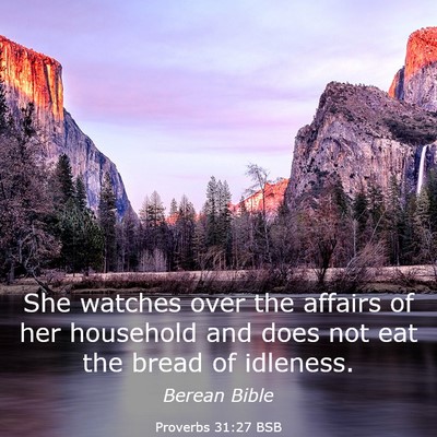 Picture 03 - Proverbs 31:27 BSB - She watches over the affairs of her household and - Bible Verse Picture