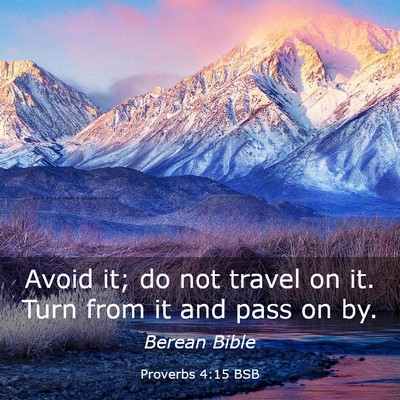 Picture 03 - Proverbs 4:15 BSB - Avoid it; do not travel on it. Turn from it and - Bible Verse Picture