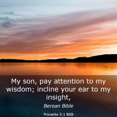 Picture 03 - Proverbs 5:1 BSB - My son, pay attention to my wisdom; incline your - Bible Verse Picture