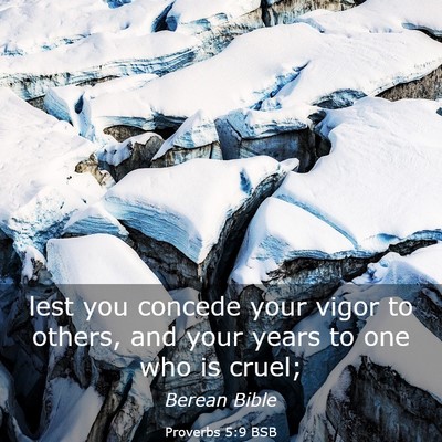 Picture 03 - Proverbs 5:9 BSB - lest you concede your vigor to others, and your - Bible Verse Picture
