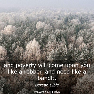 Picture 03 - Proverbs 6:11 BSB - and poverty will come upon you like a robber, and - Bible Verse Picture