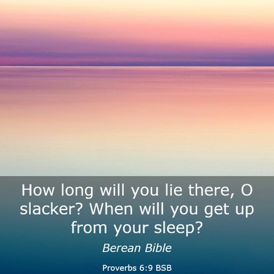 Picture 03 - Proverbs 6:9 BSB - How long will you lie there, O slacker? When will - Bible Verse Picture