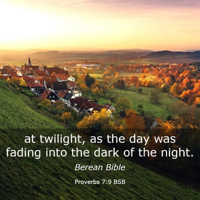 Picture 03 - Proverbs 7:9 BSB - at twilight, as the day was fading into the dark - Bible Verse Picture