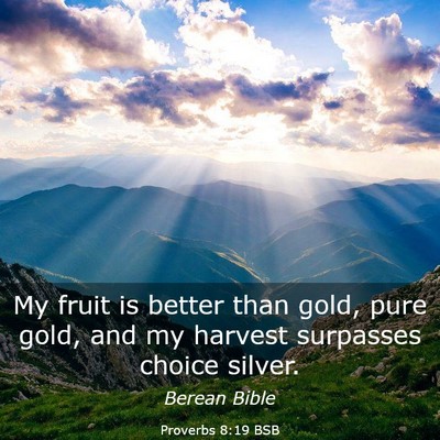 Picture 03 - Proverbs 8:19 BSB - My fruit is better than gold, pure gold, and my - Bible Verse Picture