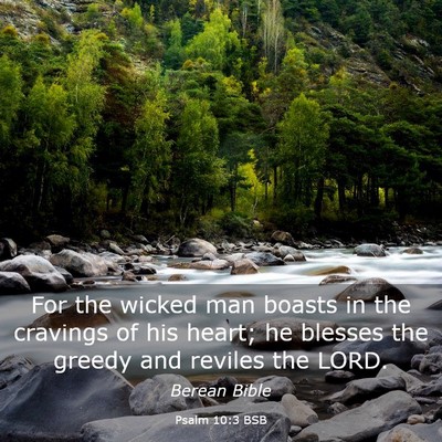 Picture 03 - Psalm 10:3 BSB - For the wicked man boasts in the cravings of his - Bible Verse Picture
