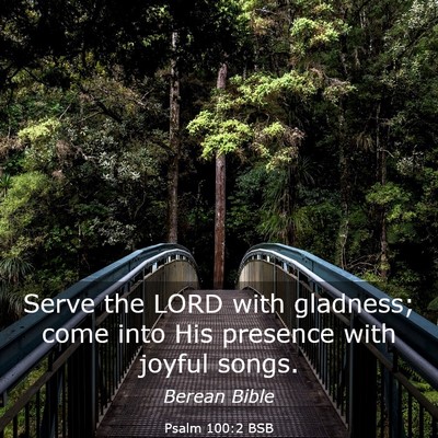 Picture 03 - Psalm 100:2 BSB - Serve the LORD with gladness; come into His - Bible Verse Picture