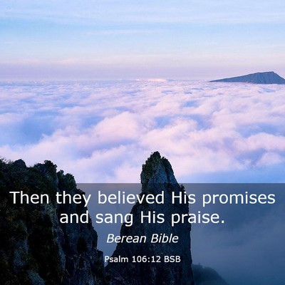 Picture 03 - Psalm 106:12 BSB - Then they believed His promises and sang His - Bible Verse Picture