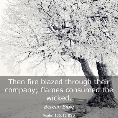 Picture 03 - Psalm 106:18 BSB - Then fire blazed through their company; flames - Bible Verse Picture