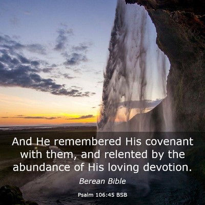 Picture 03 - Psalm 106:45 BSB - And He remembered His covenant with them, and - Bible Verse Picture