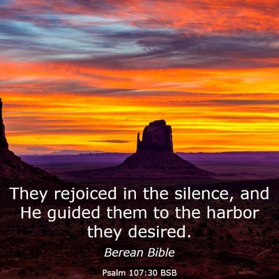 Picture 03 - Psalm 107:30 BSB - They rejoiced in the silence, and He guided them - Bible Verse Picture