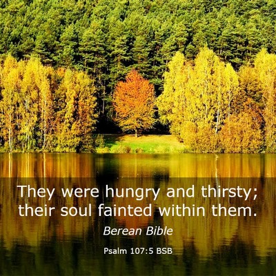Picture 03 - Psalm 107:5 BSB - They were hungry and thirsty; their soul fainted - Bible Verse Picture