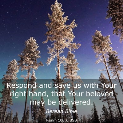 Picture 03 - Psalm 108:6 BSB - Respond and save us with Your right hand, that - Bible Verse Picture