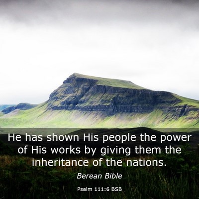 Picture 03 - Psalm 111:6 BSB - He has shown His people the power of His works by - Bible Verse Picture