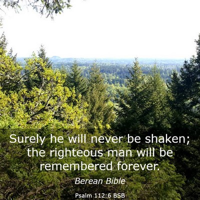 Picture 03 - Psalm 112:6 BSB - Surely he will never be shaken; the righteous man - Bible Verse Picture