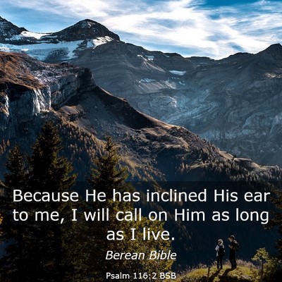 Picture 03 - Psalm 116:2 BSB - Because He has inclined His ear to me, I will - Bible Verse Picture