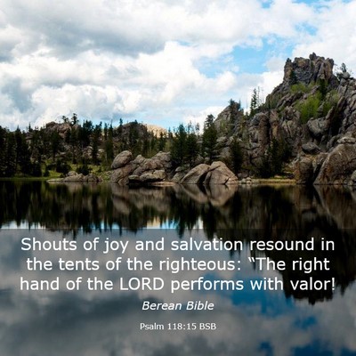 Picture 03 - Psalm 118:15 BSB - Shouts of joy and salvation resound in the tents - Bible Verse Picture