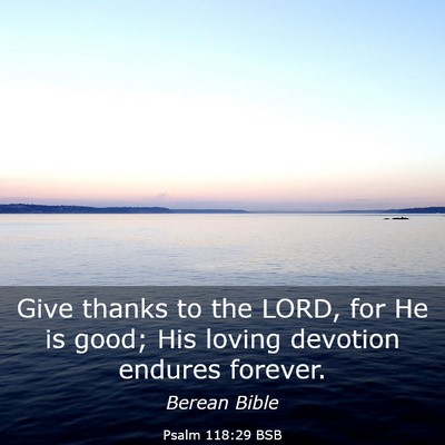 Picture 03 - Psalm 118:29 BSB - Give thanks to the LORD, for He is good; His - Bible Verse Picture
