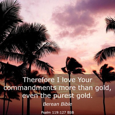 Picture 03 - Psalm 119:127 BSB - Therefore I love Your commandments more than - Bible Verse Picture
