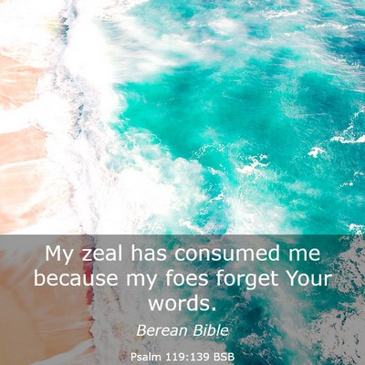 Picture 03 - Psalm 119:139 BSB - My zeal has consumed me because my foes forget - Bible Verse Picture