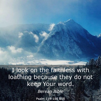 Picture 03 - Psalm 119:158 BSB - I look on the faithless with loathing because - Bible Verse Picture
